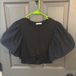 Zara Black Flared Sleeve Blouse